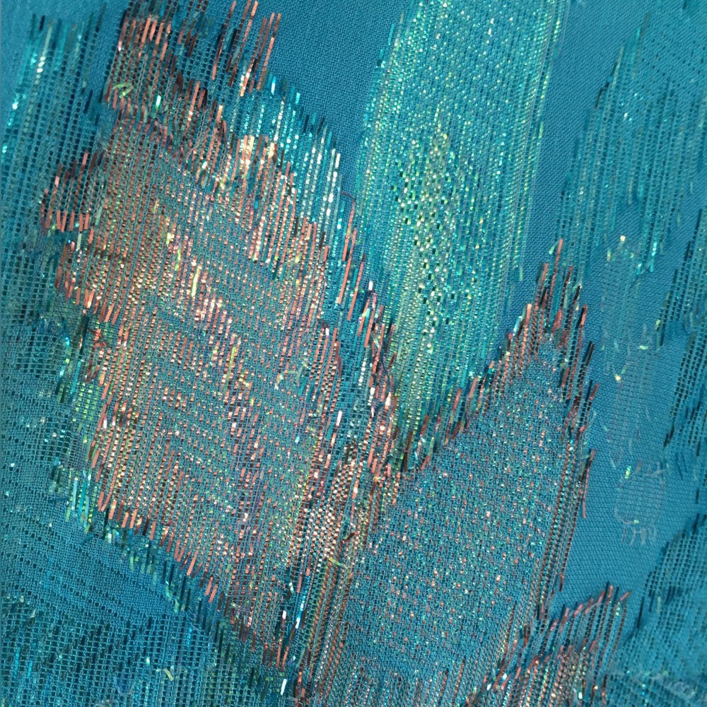 NWOT Lilly Pulitzer Galiana metallic turquoise blue silk blouse S - Picture 6 of 15